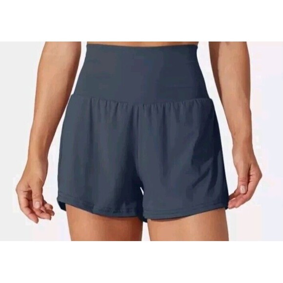 Halara Women's Super High Waisted 2-in-1 Yoga Shorts Size XL Blue Indigo Hybrid - Picture 2 of 10